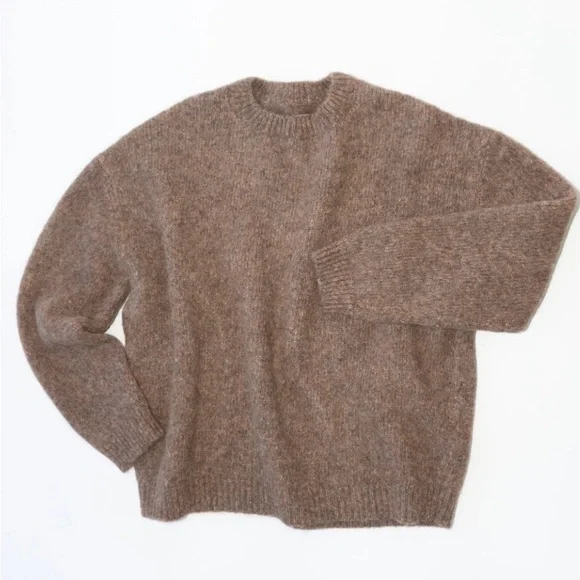 OAK + FORT Brown Crew Neck Sweater - Picture 2 of 10